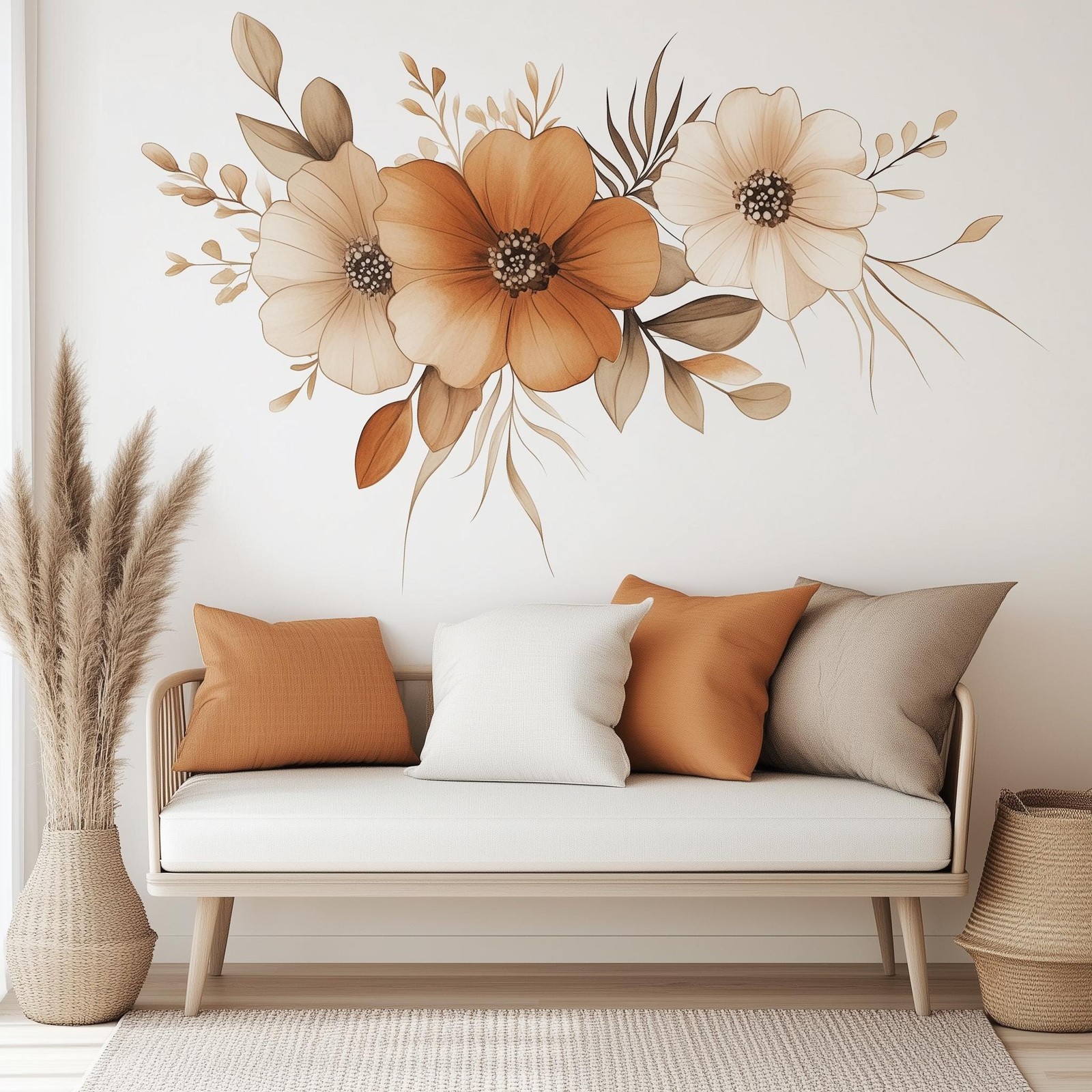 Boho Floral Wall Decal | Watercolor Flower Vinyl Sticker