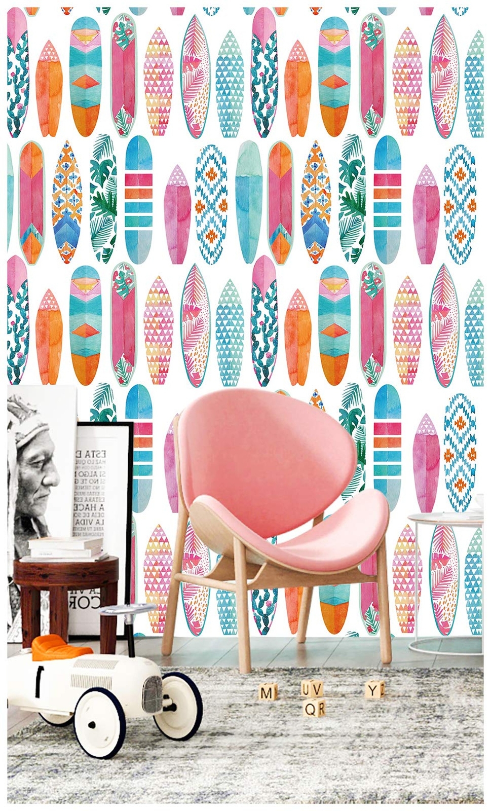 HAOKHOME Peel and Stick Surfboard Wallpaper Fancy Trellis White/Pink/Blue Rem…