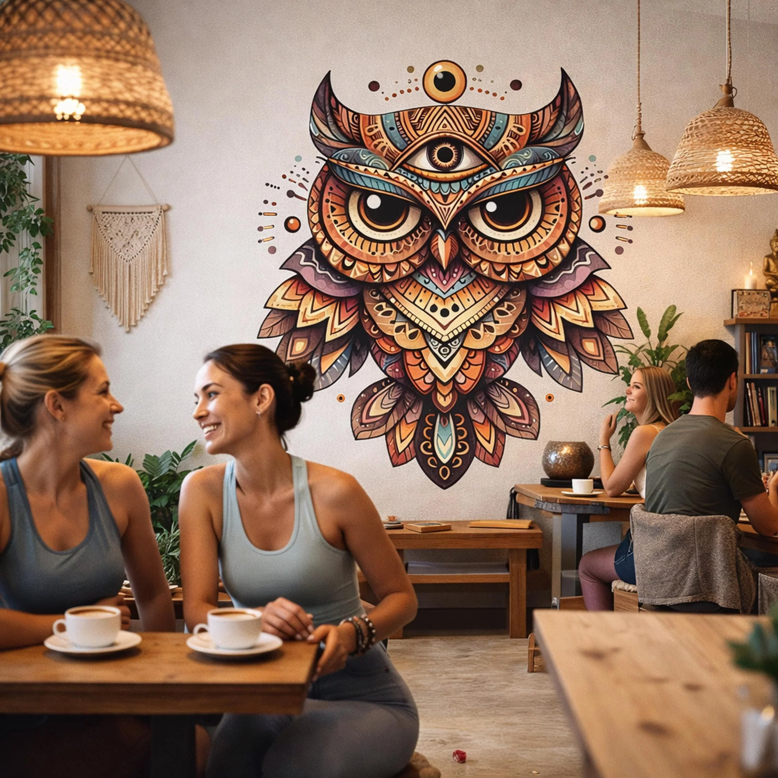 Mystical Owl Wall Decal | Spiritual Totem Wall Art