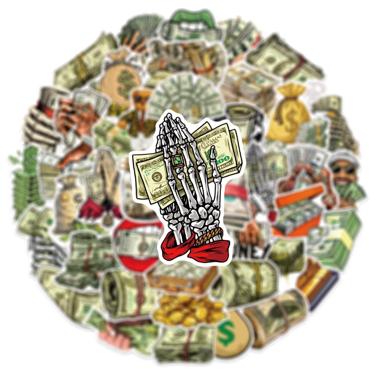 WOZOETT Money Cash Stickers 50PCS Waterproof