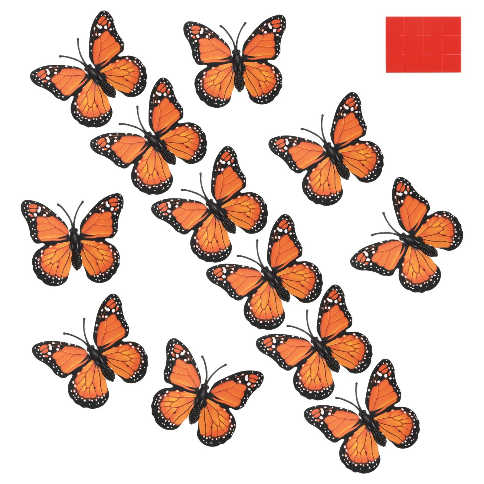 12 Pack Monarch Butterfly Decorations, 3D Wall Decor [Orange, 2.36"x1.97"]