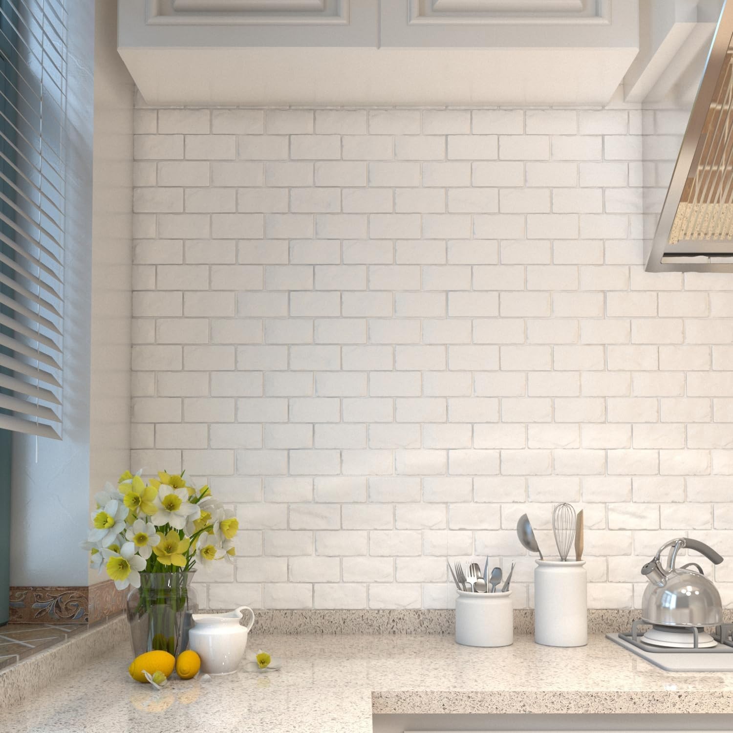 Self-Adhesive Waterproof 3D White Brick Wallpaper – 29.06 Sq Ft Coverage