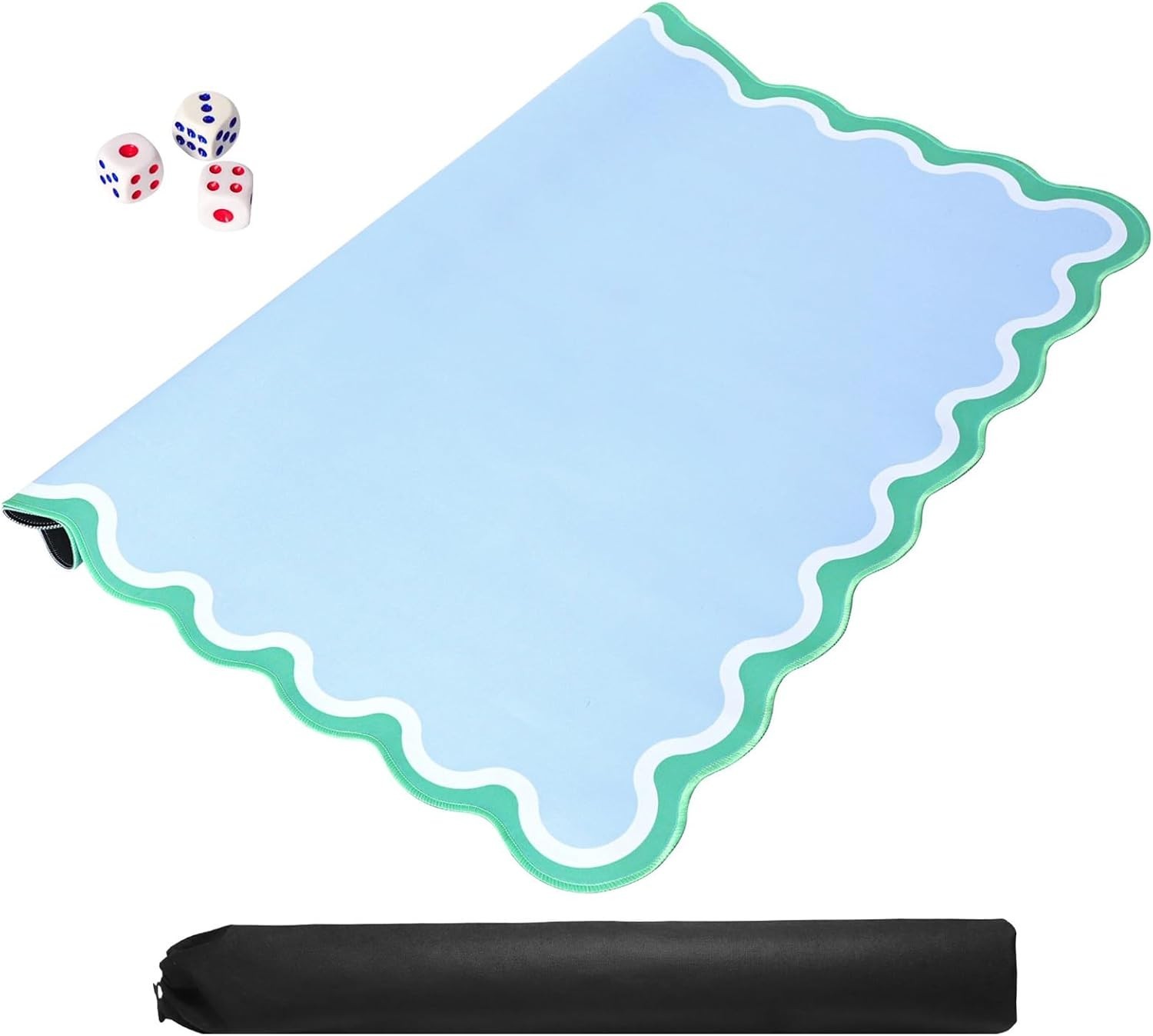 Blue Mahjong Mat (31.5” x 31.5”) with Black Carrying Bag, Anti-Slip, Noise-Re…