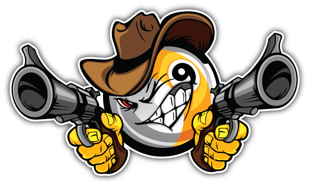 Billiards Pool Nine Ball Cartoon Smiley Sticker Art Decal "SIZES"