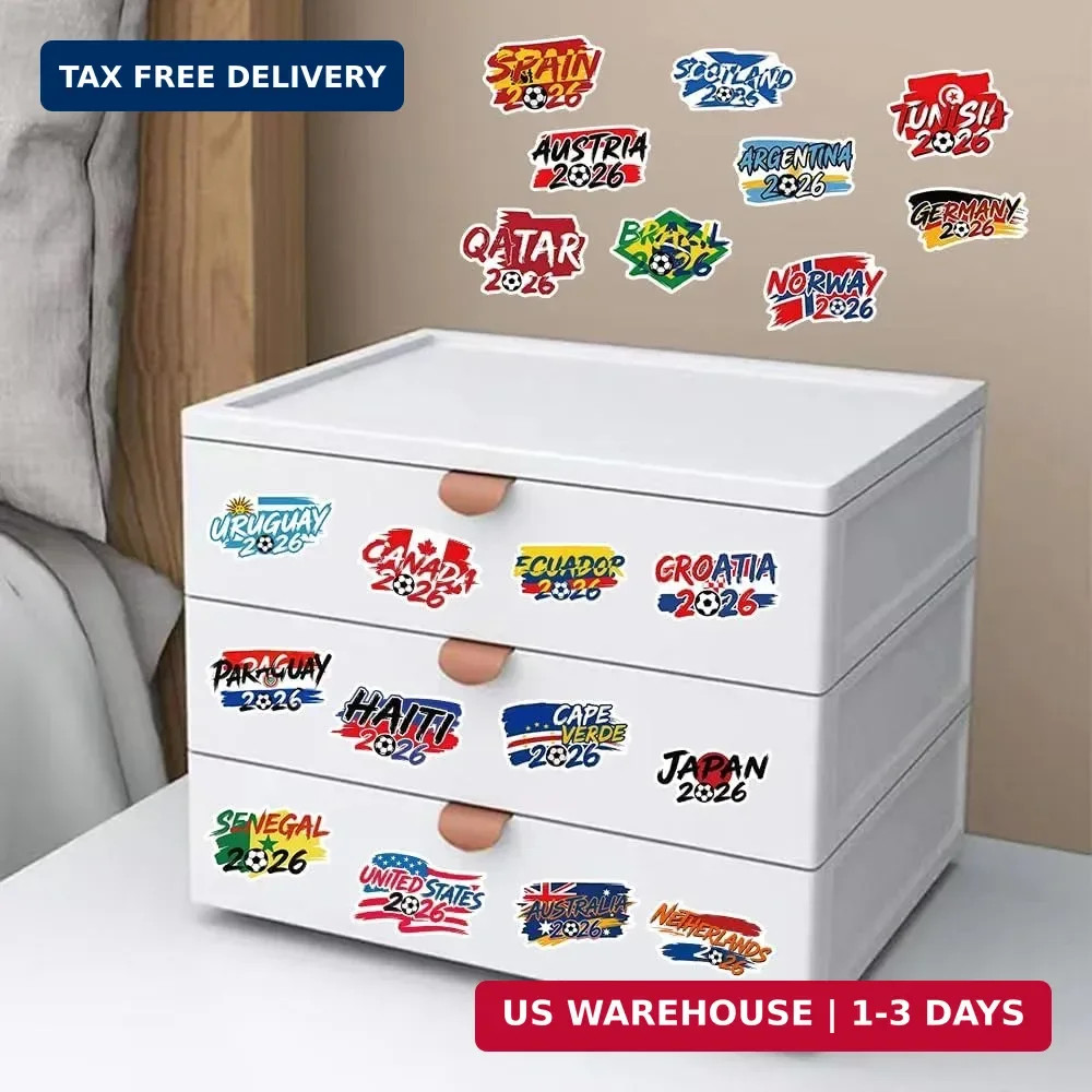 42 PCS World Cup 2026 Stickers, Football Soccer Nation Team Decals for Water Bot