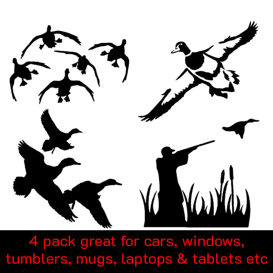 4 Pack Duck Hunting Vinyl Decal Car Window Laptop Tablet Notebook Tumbler Mug
