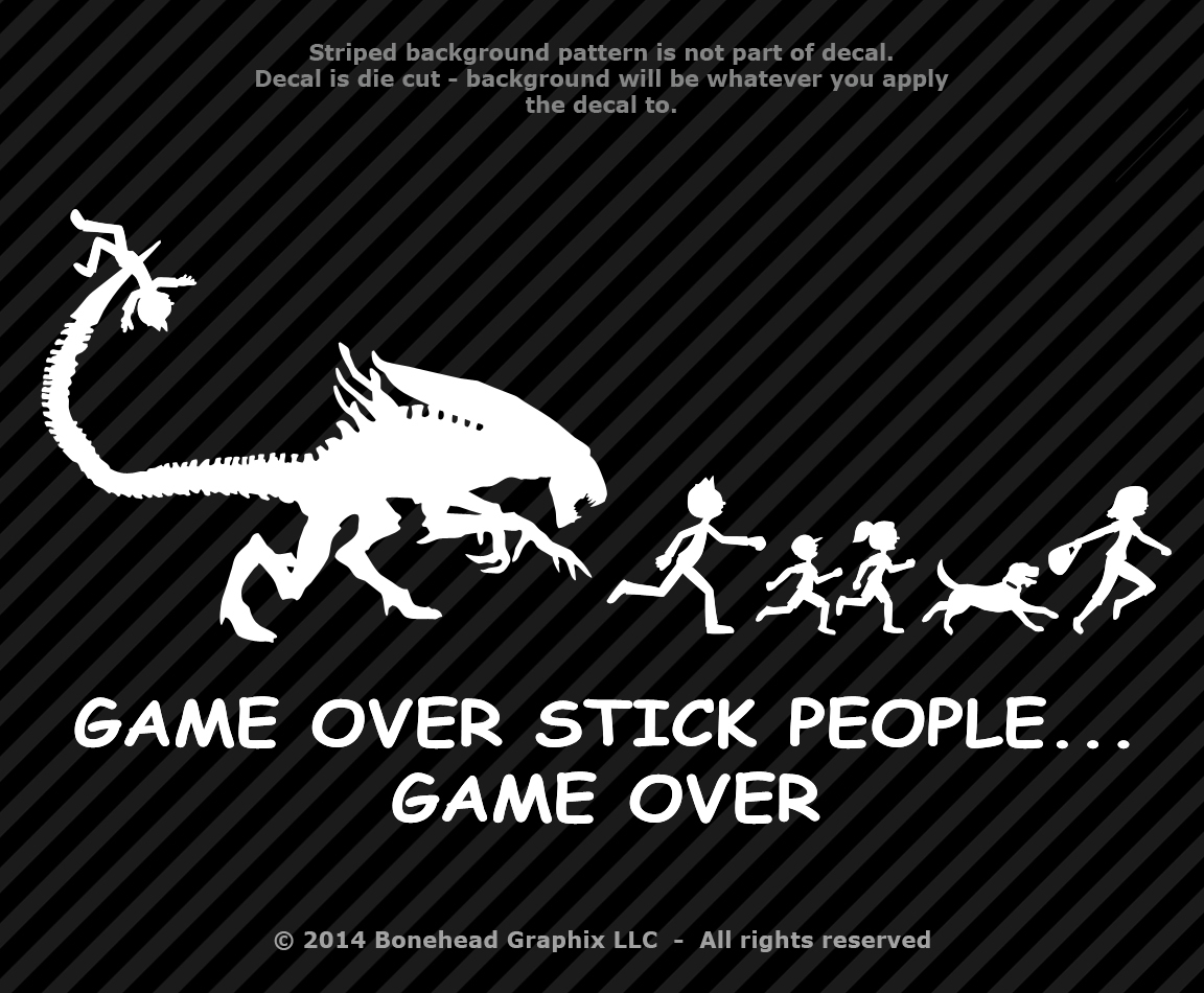 Alien Attacks Stick Figure Family Decal Alien Queen Inspired XL – 25 Colors