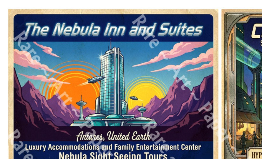 Science Fiction Fantasy Travel Stickers, 4 Children's Stickers , 5" x 4", #1393
