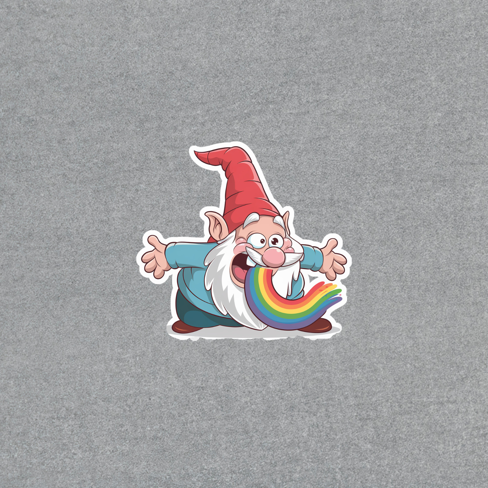 Adorable Cartoon Gnome with Rainbow Tail Sticker – Cute Fantasy Vinyl Decal #476