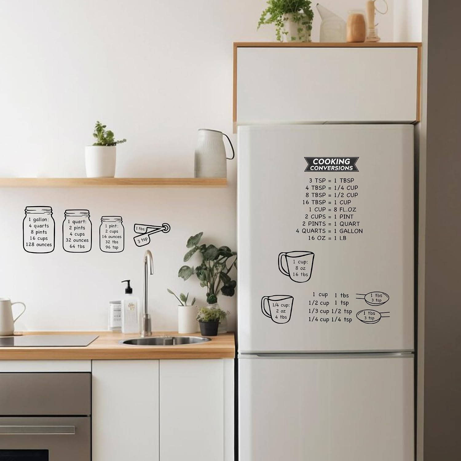 Kitchen Unit of Measurement Conversion Chart, Vinyl Measuring Conversion Decals