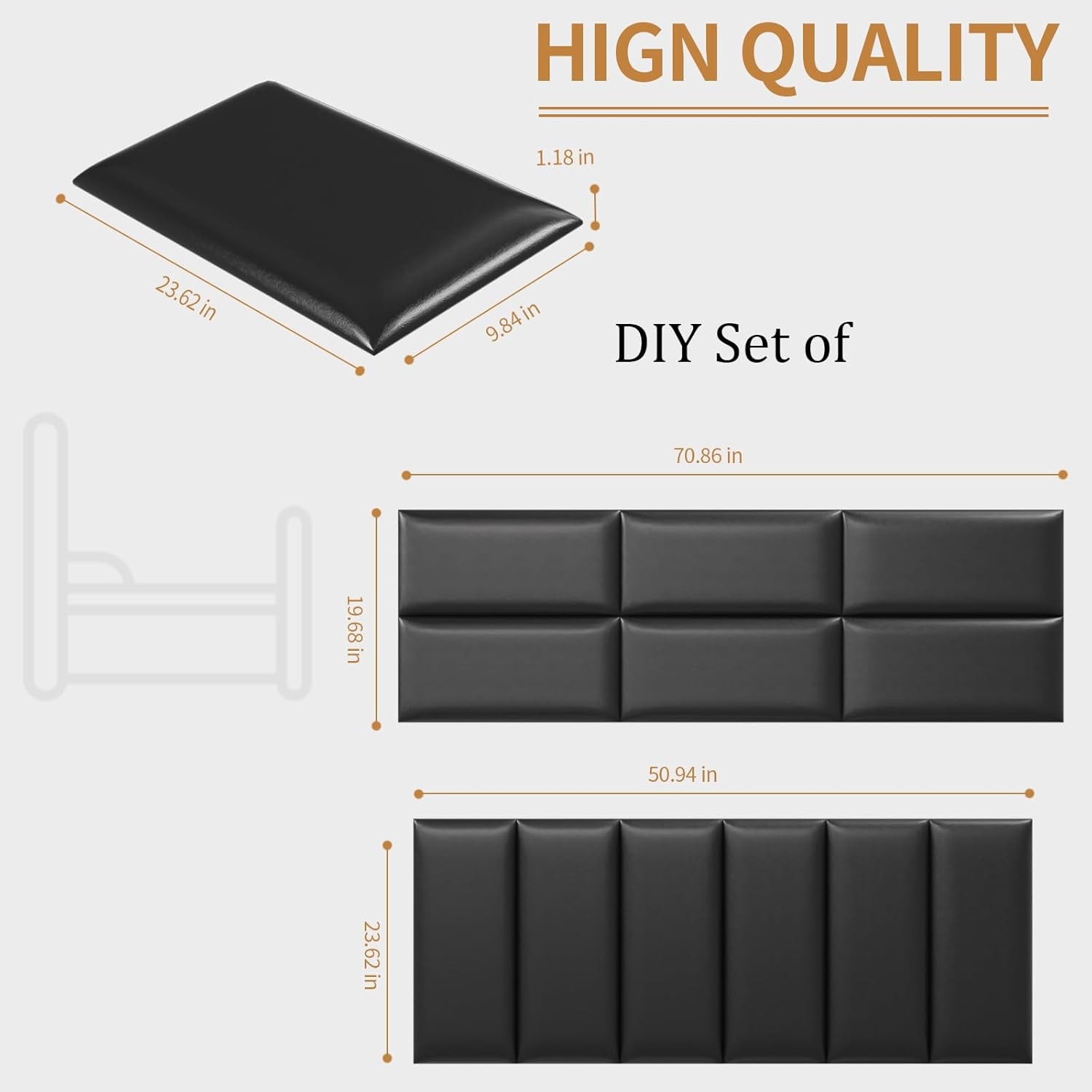 Stylish Twin Headboards – Self-Adhesive 3D Upholstered Wall Panels (6 Pack)