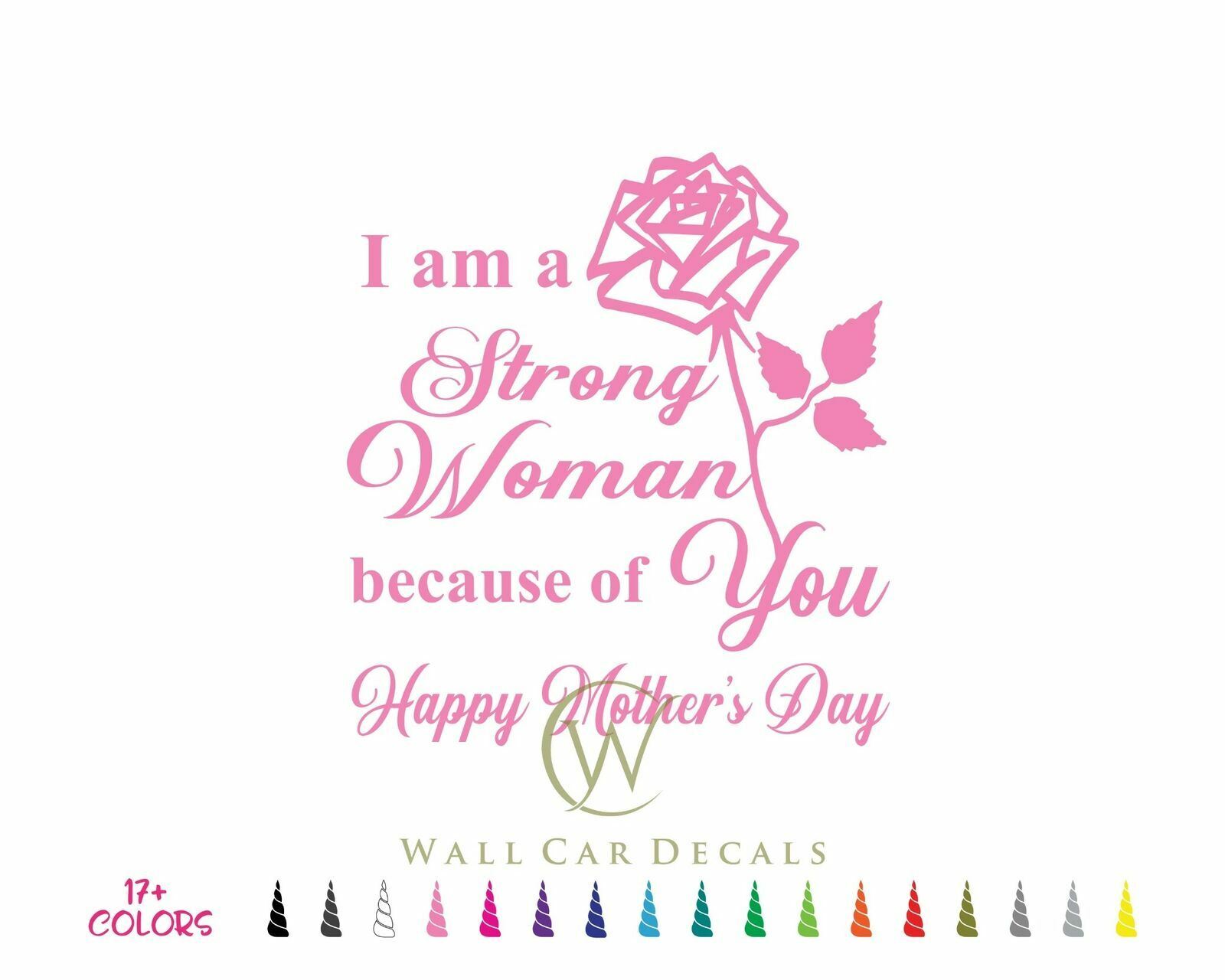 Strong Woman Because of You Glass Block Decal Mother's Day Craft Sticker Holiday