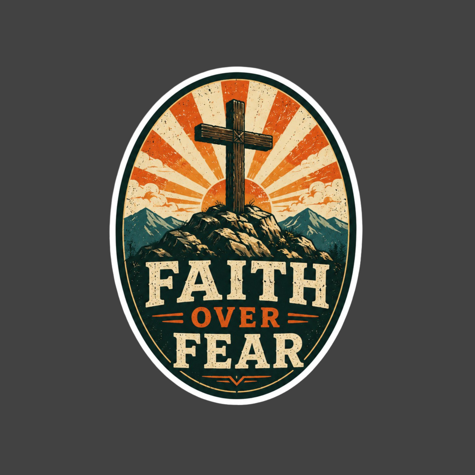 Christian Sticker Vinyl Decal Faith Over Fear Cross Jesus Bible Verse Gift