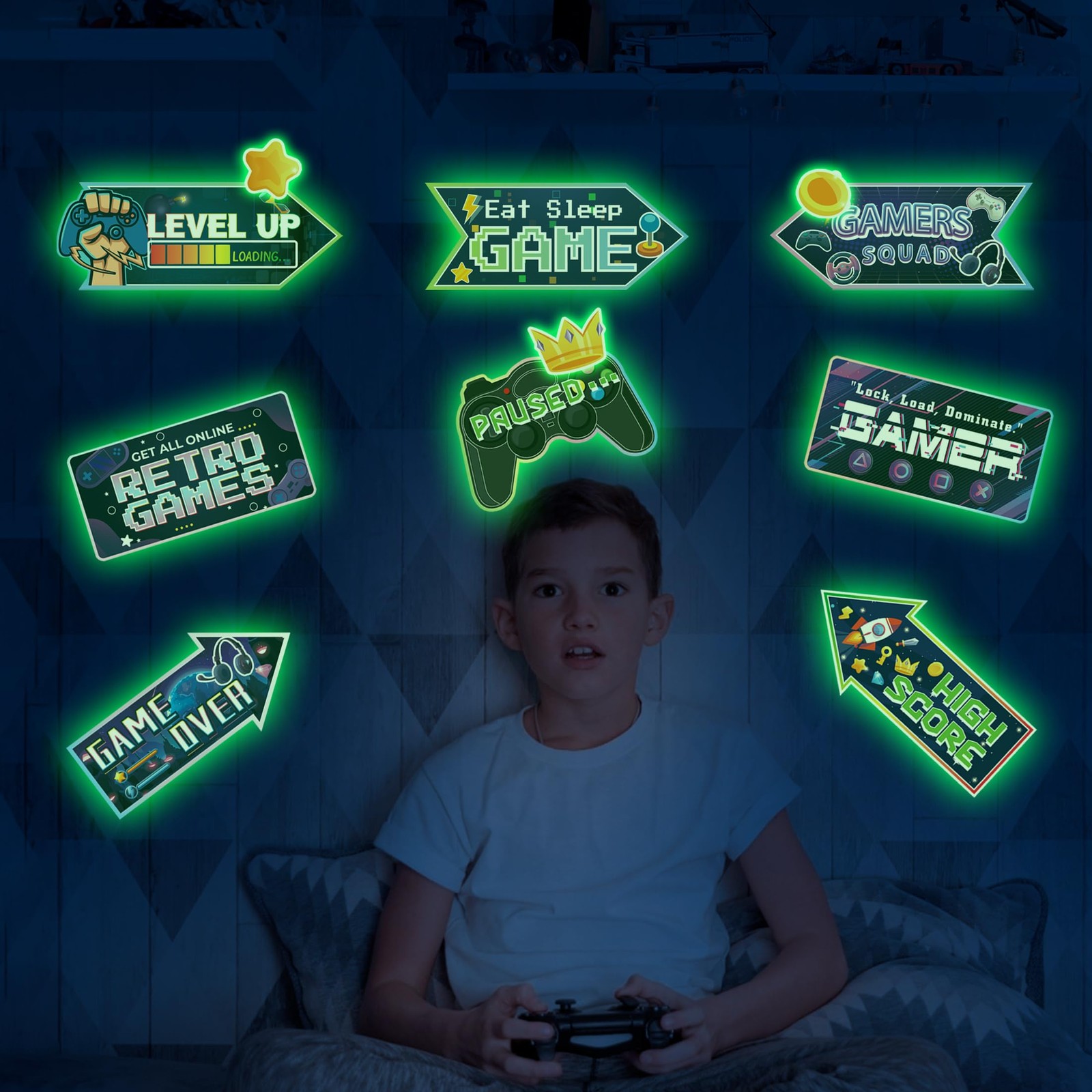 10 Pcs Glow in The Dark Video Game Wall Stickers, Game Controller Video Gamin…