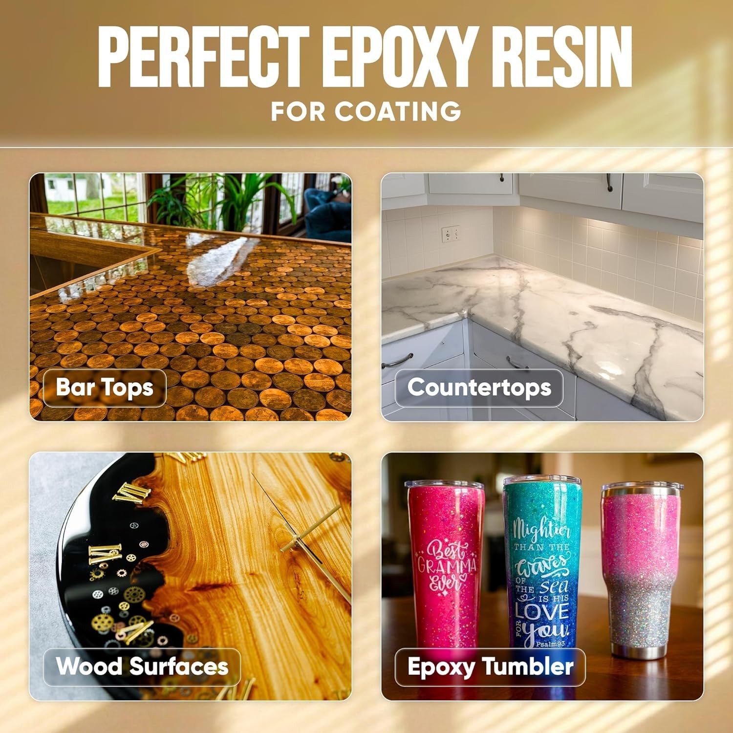Table Top Epoxy Resin Kit 1 Gallon – Ultra Clear, High-Gloss, UV & Scratch Resis