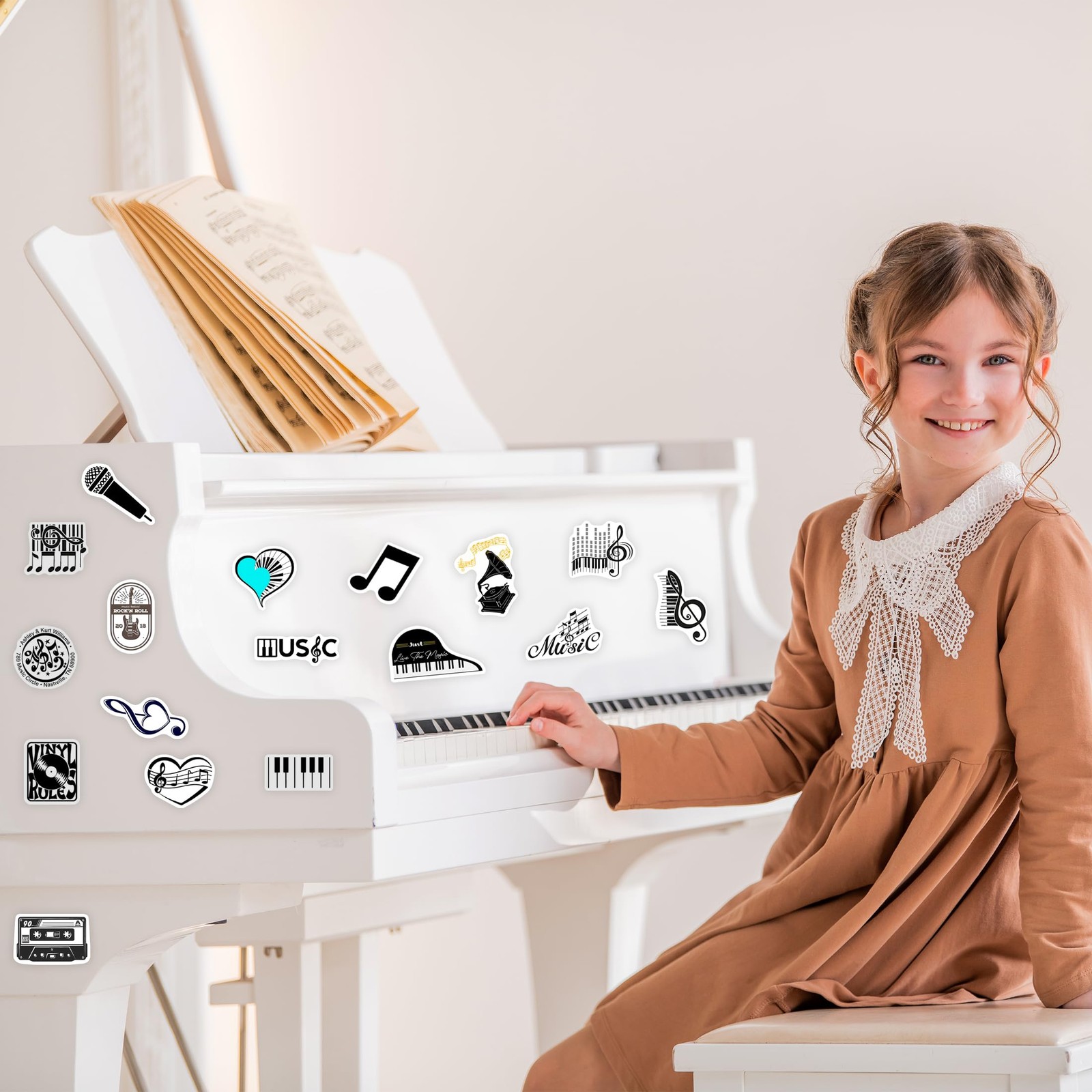 50 Pcs Music Stickers for Adults, Classic Color Non-luminescent-154kscp