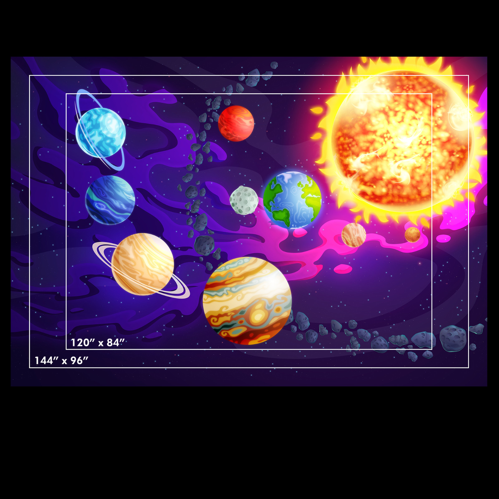 Kids Solar System Space Wall Mural Wrap Peel and Stick Vinyl Wallpaper Wrap Film