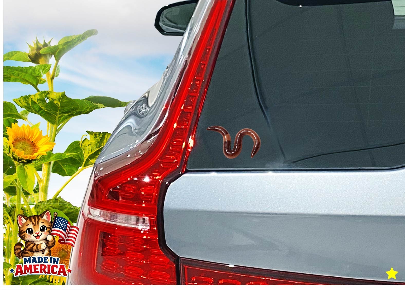 Worm Decal Sticker Earthworm Nightcrawler Fishing Bugs Nature Creepy Bait Garden