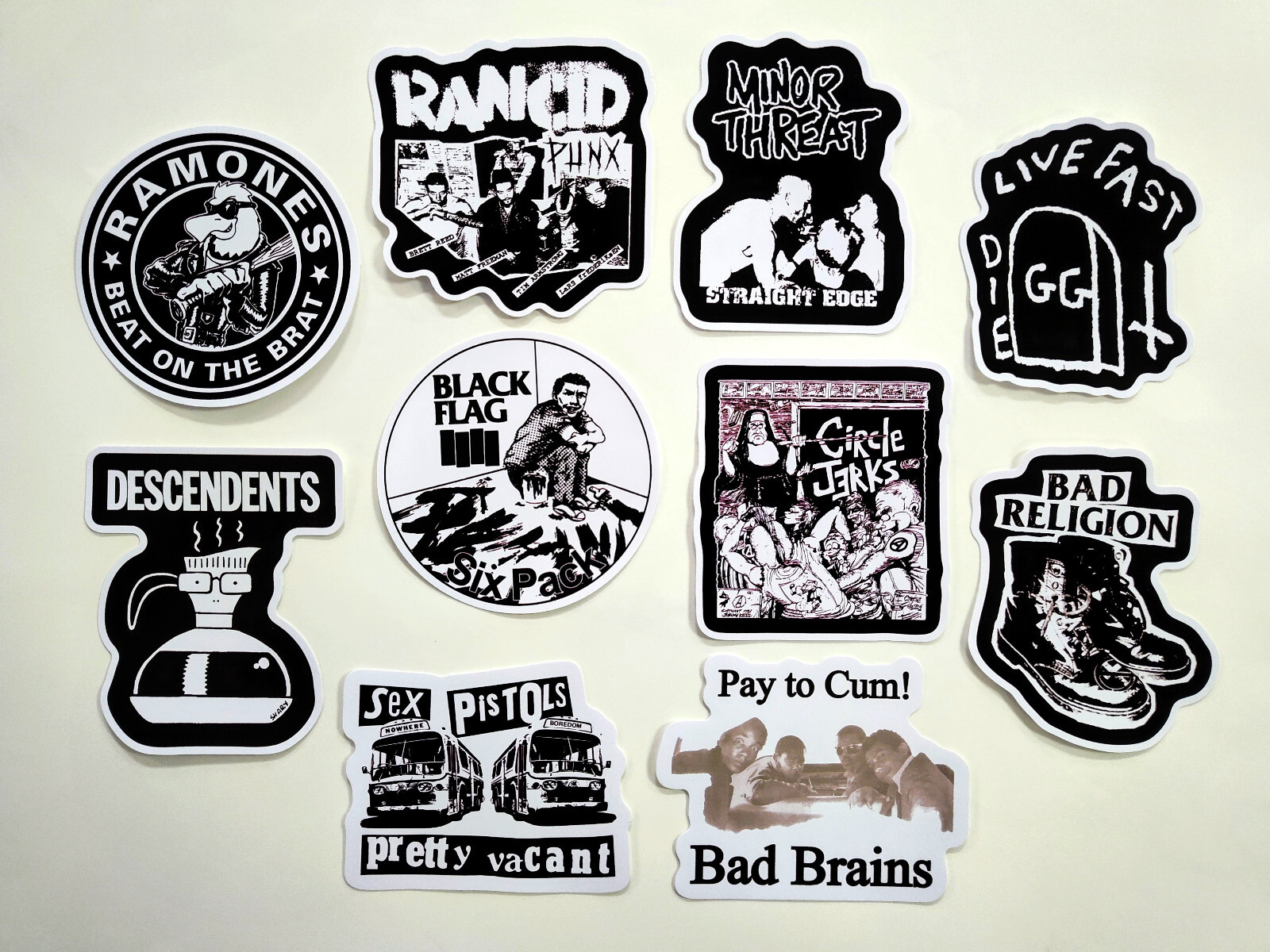 Punk Vinyl Sticker Lot (10 Stickers) SET 26 rock band crust hardcore ska emo oi!
