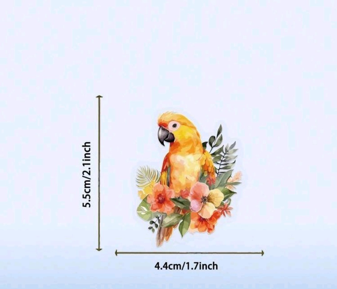 20 Pcs Multicolor Birds & Floral Decal Stickers Multiple Designs
