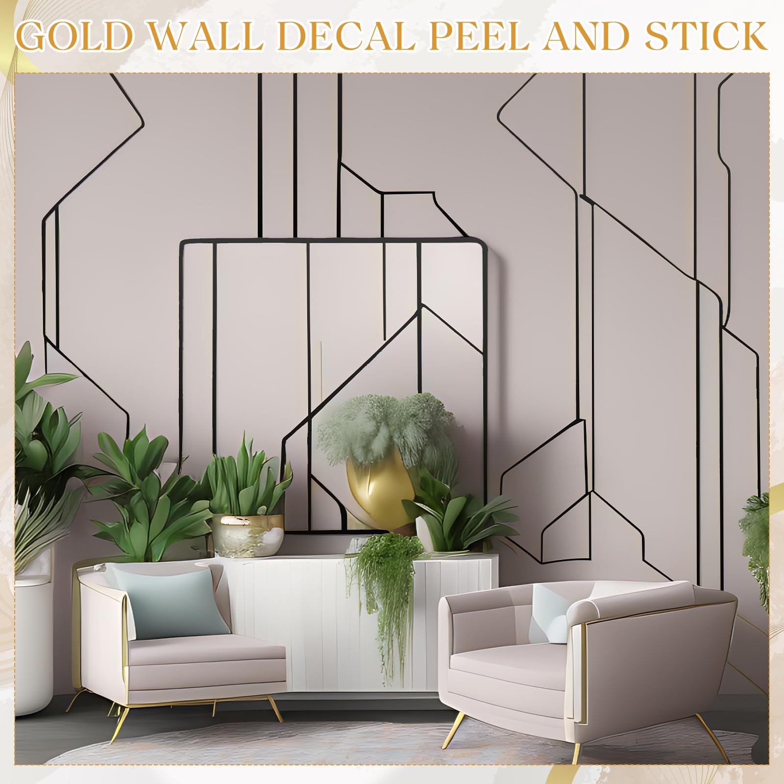 24 Pcs Black Wall Decals Peel and Stick 70.8 x 1.2 Inch Black Tape for Wall D…