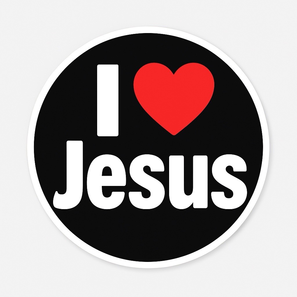 I ❤️Jesus 3” Round Religious Sticker For Laptop, Computer Or Car. Faith Decal