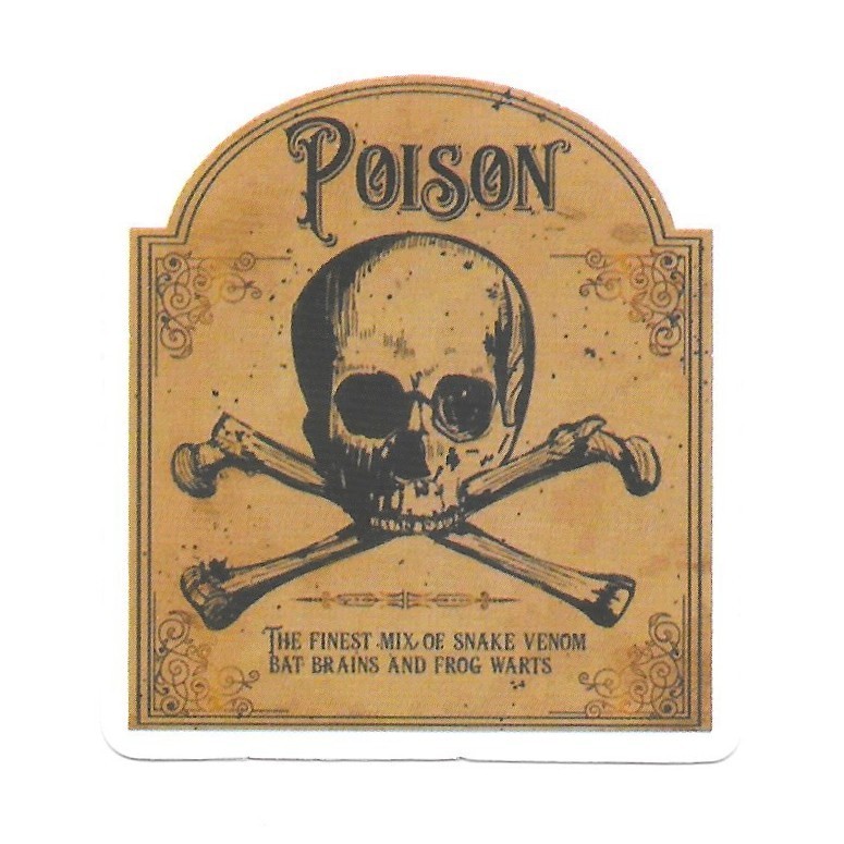 Poison Label Sticker Skull Crossbones Die Cut Vinyl Scrapbook Journal Gift