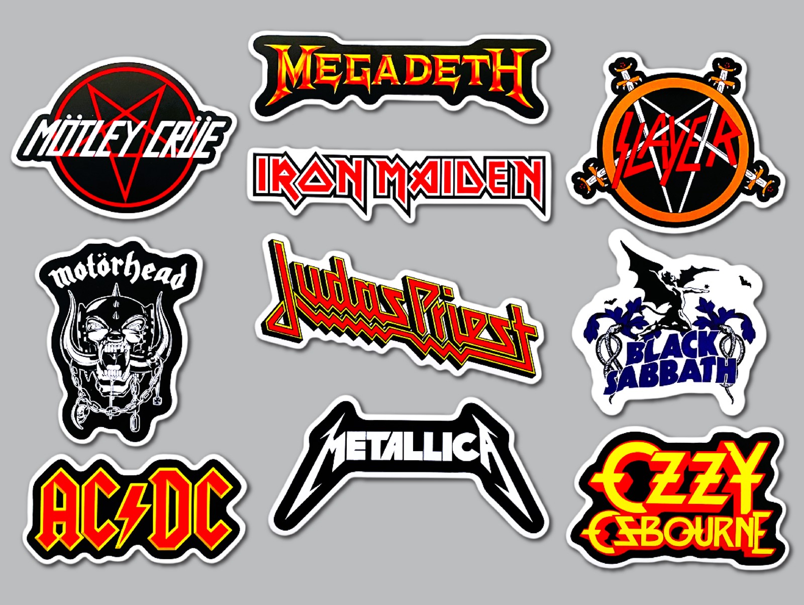 Metal Hard Rock Vinyl Sticker Pack (10 Stickers) SET 1 metallica megadeth acdc