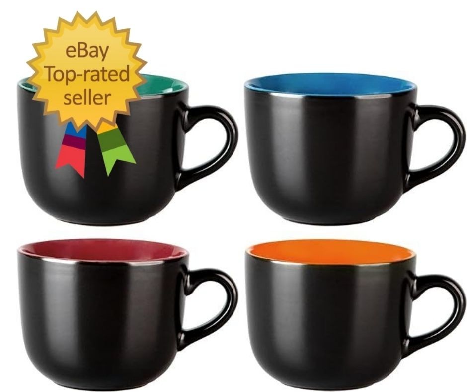 Jumbo Soup Mugs with Handles, 24 Oz Large Coffee Mugs Set of 4, Ceramic Soup bow