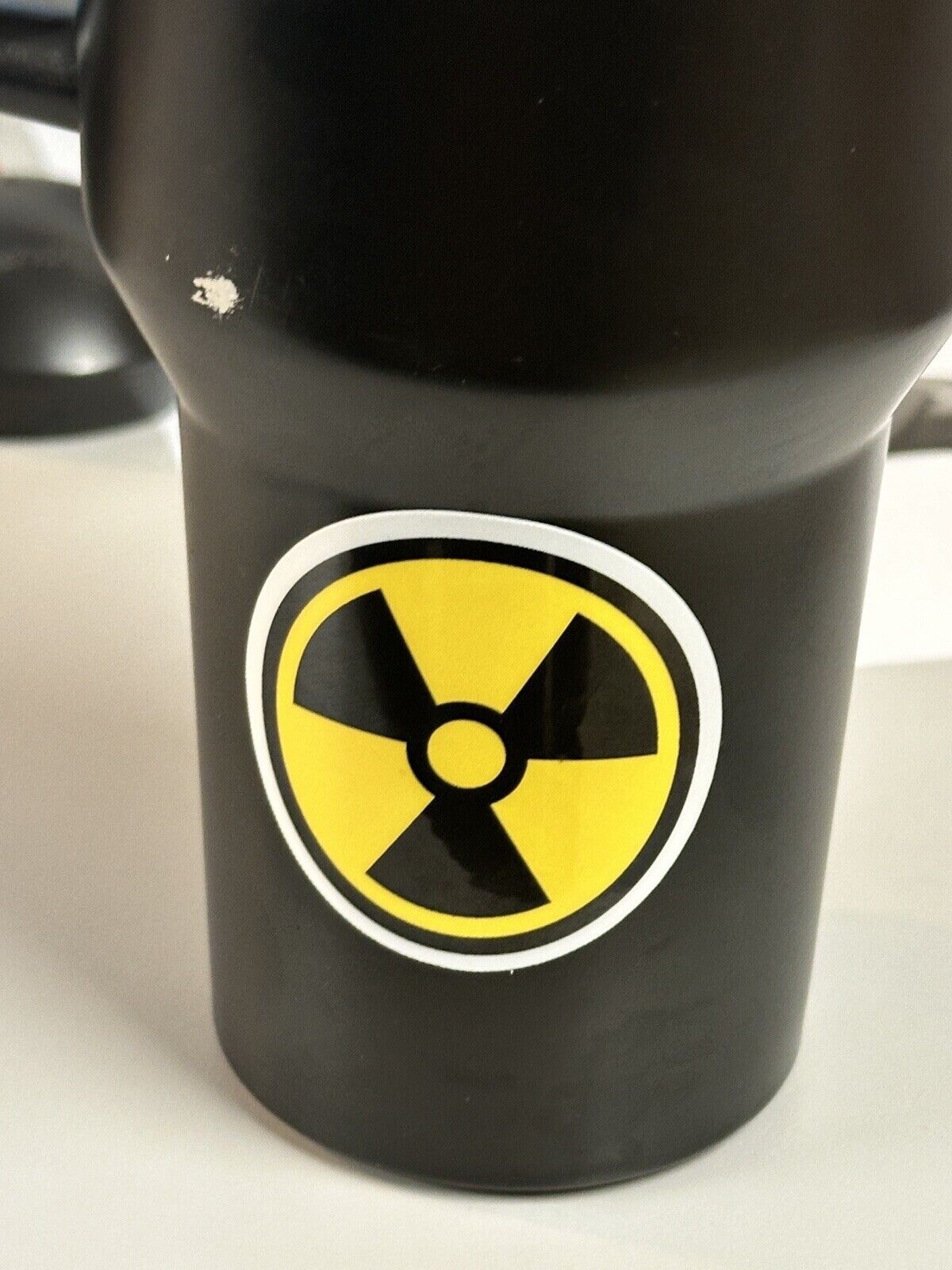 Radiation symbol nuke sticker yellow water bottle vinyl laminated glossy