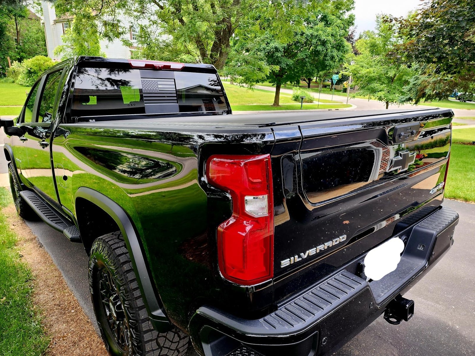 for Chevy Silverado/GMC Sierra 2019-2024 Back Center Sliding Window USA Flag
