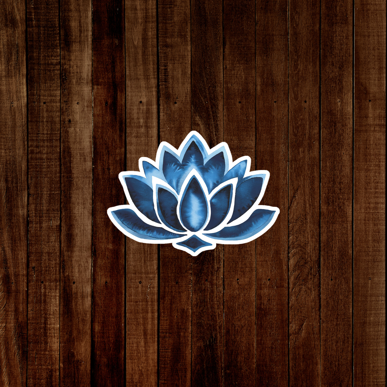 Blue Watercolor Lotus Flower Sticker – Spiritual Yoga Decal for Journals, Laptop