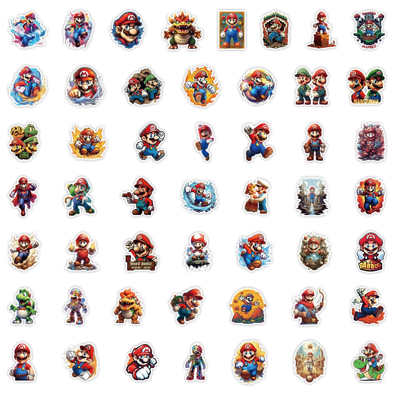 50 Pcs Stickers Nintendo Super Mario Skateboard Luggage Phone Laptop Car Vinyl