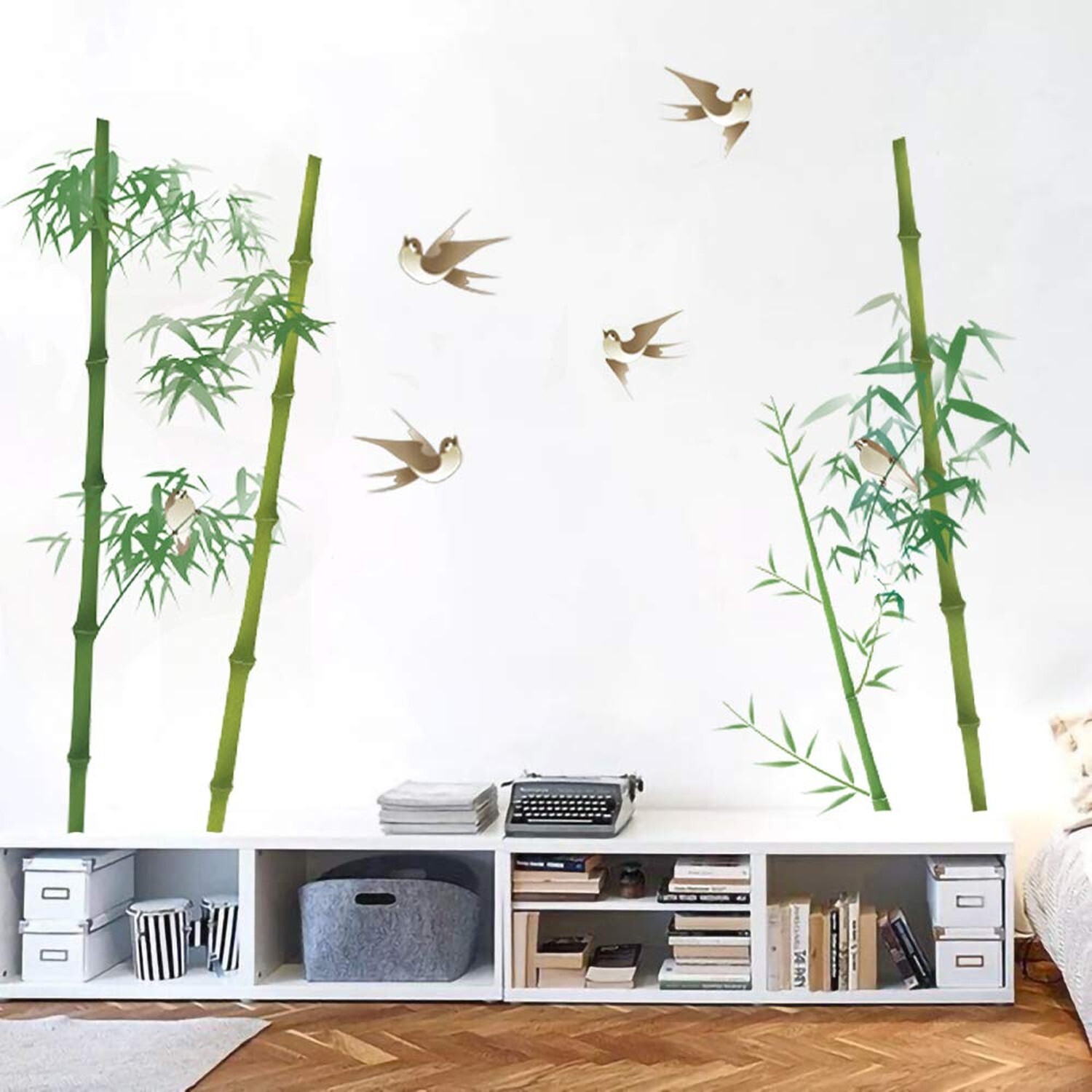Runtoo Bamboo Wall Decal Birds Plants Wall Stickers Living Room Bedroom Wall …