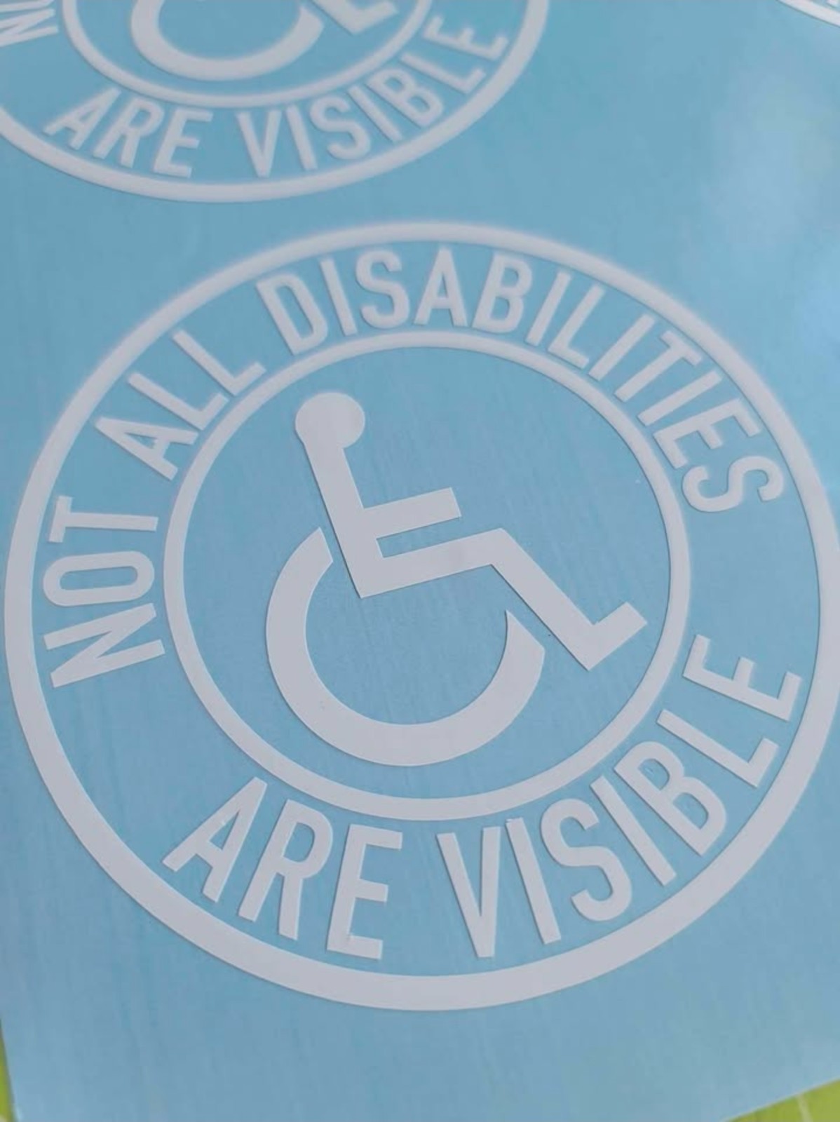 White Disability Handicap Vinyl Decal