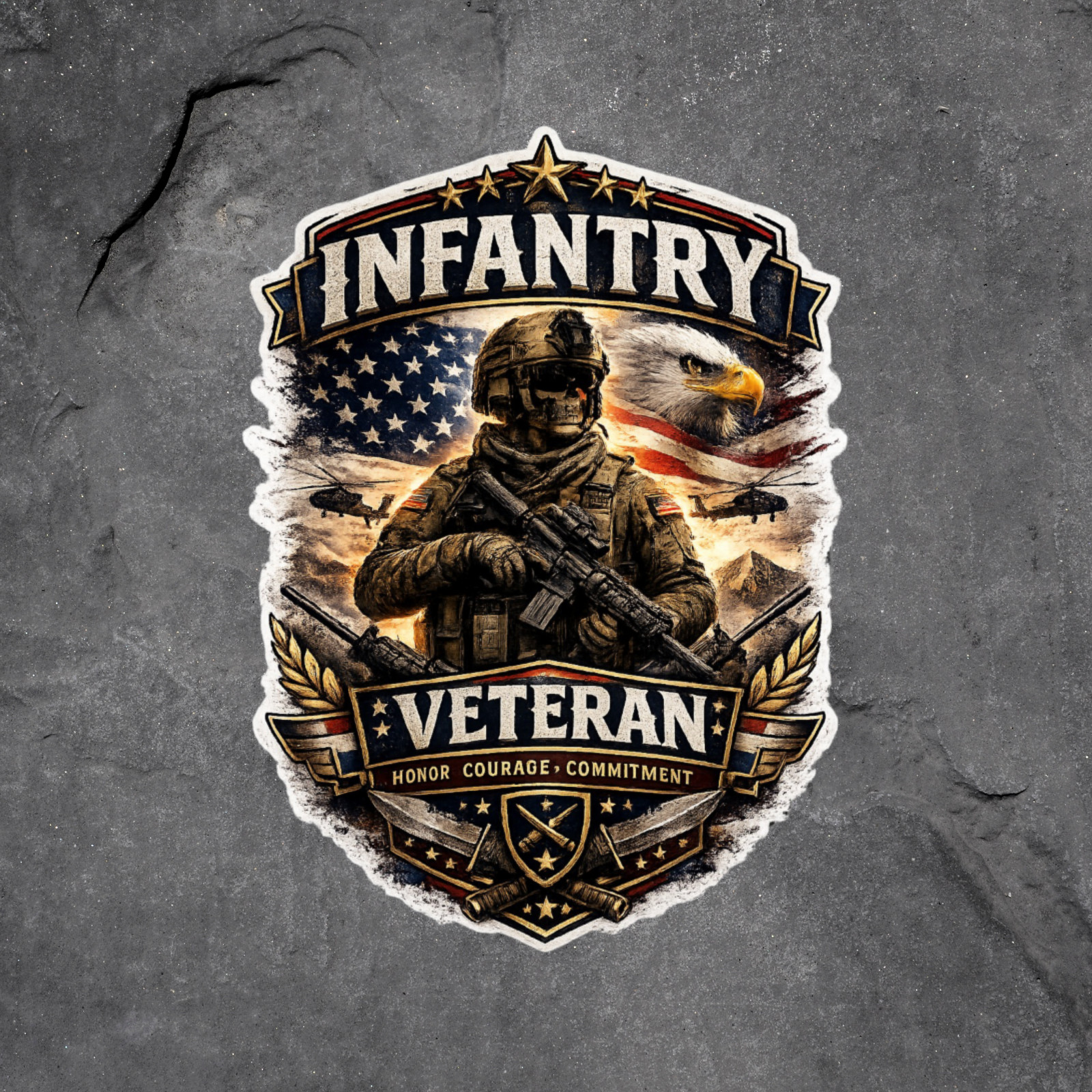 Veteran Sticker Vinyl Decal Infantry Veteran Military Service Patriotic Army