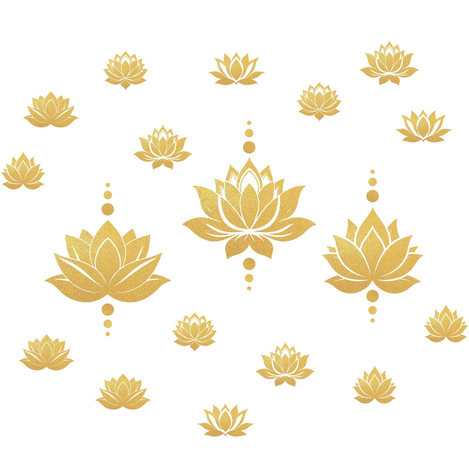 2 Sheets Lotus Flower Wall Decals DIY Gold Dot Removable Vinyl Stickers for Y…