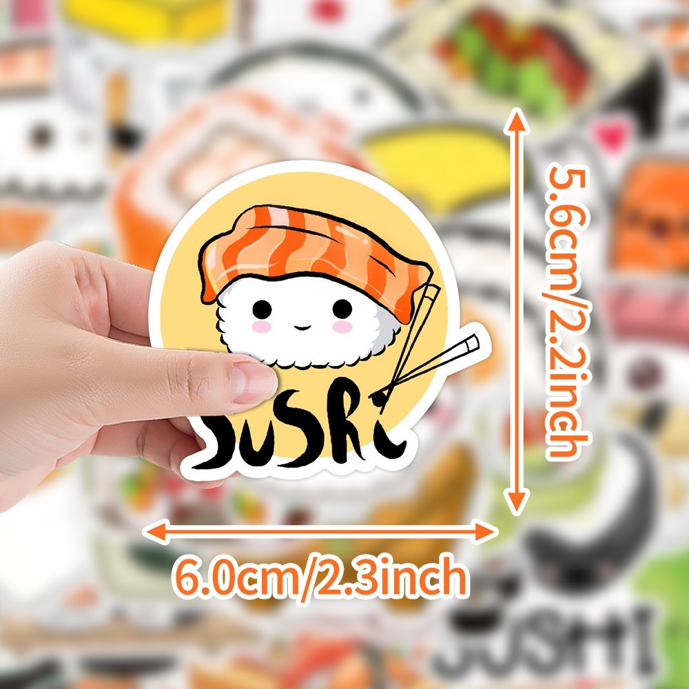 50pcs Waterproof Vinyl Stickers Sushi Japanese Food Luggage Phone Laptop Car