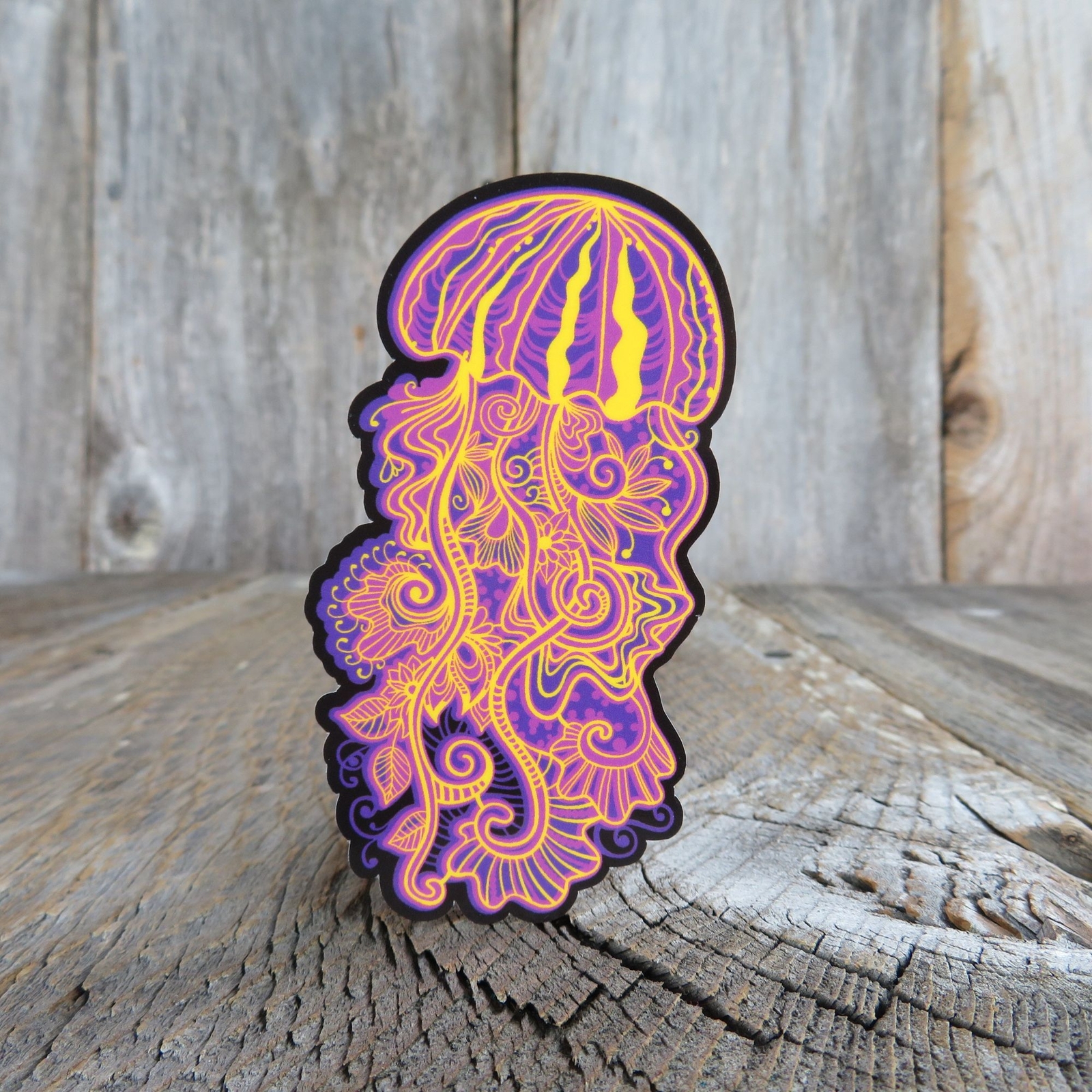 Jellyfish Sticker Bright Pink Yellow Purple Waterproof Ocean Life Marine Fish