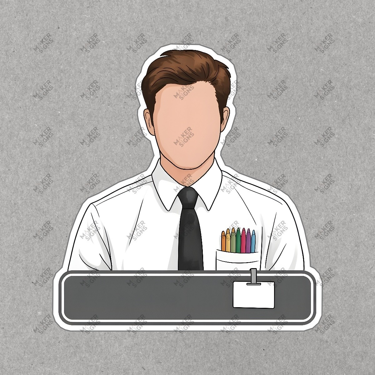 Cartoon Office Worker Sign Professional Decor for Office or Study #7418