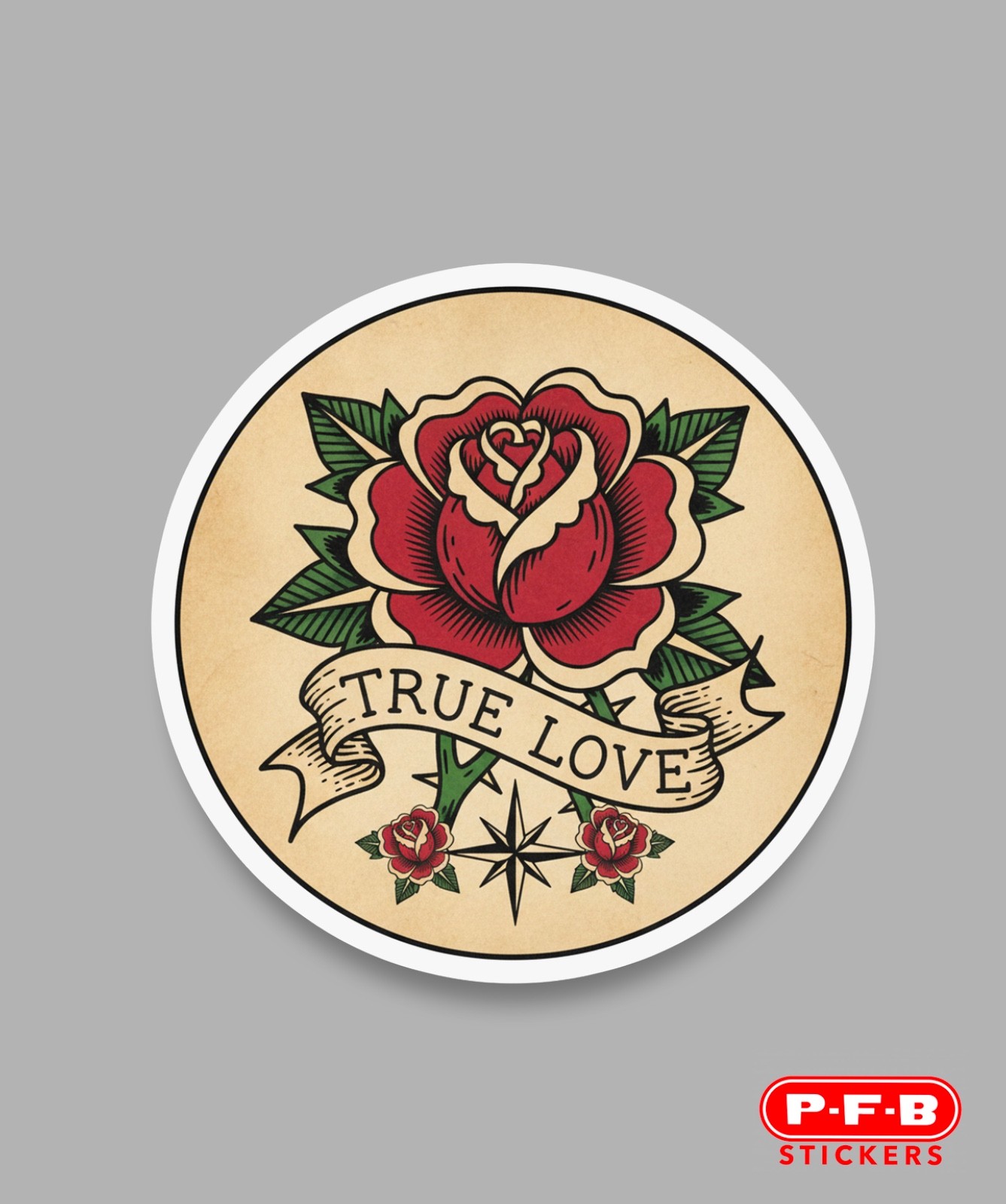 Valentine Rose Tattoo Flash True Love 3” Gloss Sticker FREE SHIPPING