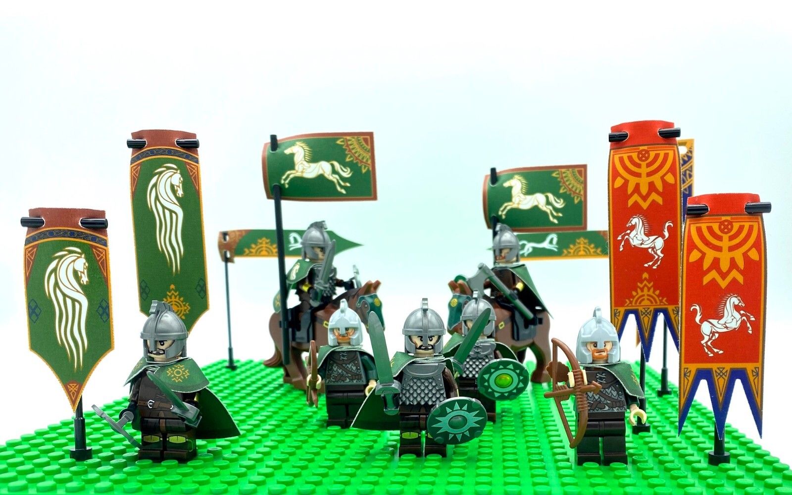 x30 Custom Lord of the Rings Banners, Flags, Capes for Rohan Kingdom (fits Lego)