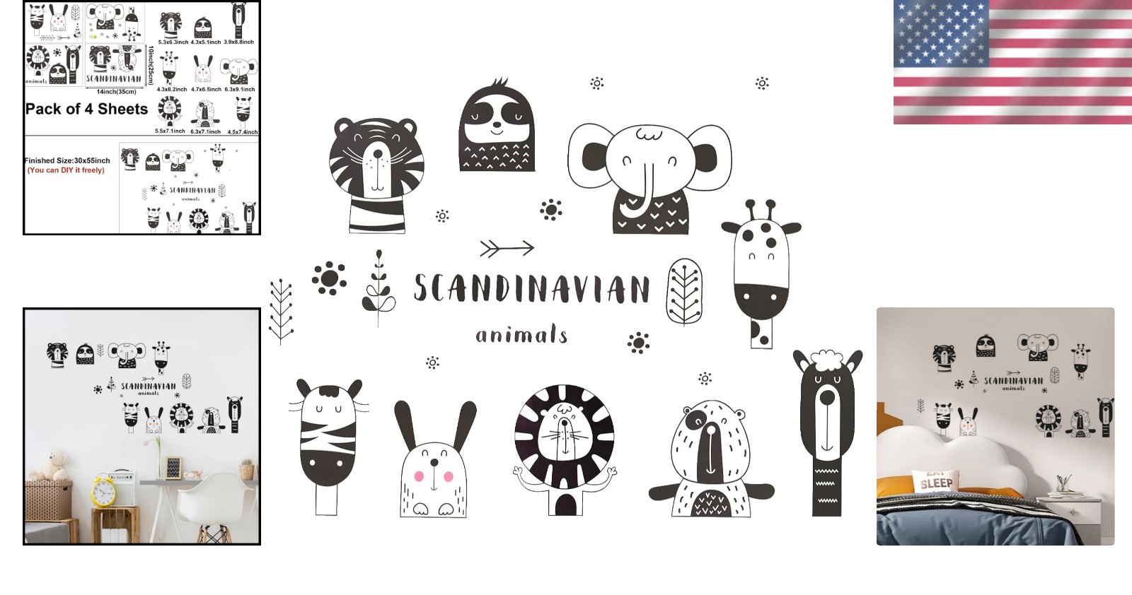 Wall Decal Jungle Animals Sticker Safari Jungle Wall Art Kids Room Decor