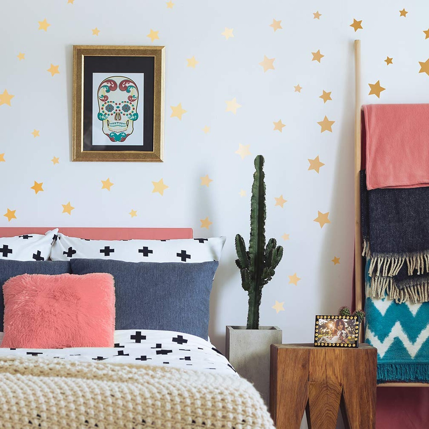 Paper Riot Co. Peel-and-Stick Assorted Metallic Matte Gold Stars Vinyl Wall D…