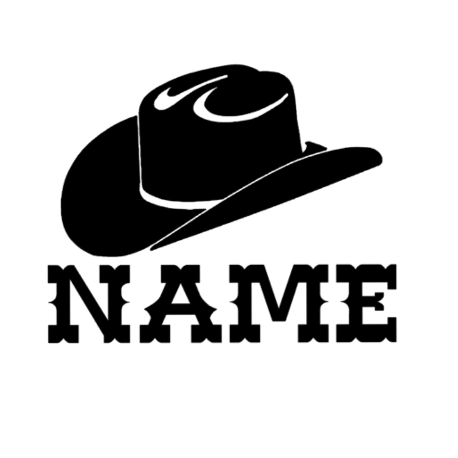 Western Cowboy Hat and ANY Name and COLOR Personalized Decal Sticker cup truck