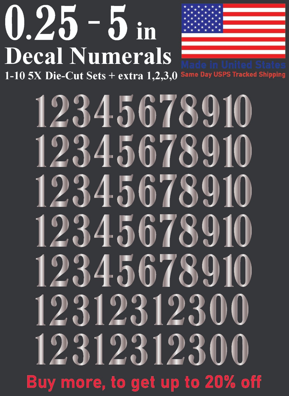 1-10 5x+ School Book Outdoor Vinyl Decal Numbers for Mailbox Door Address Locker