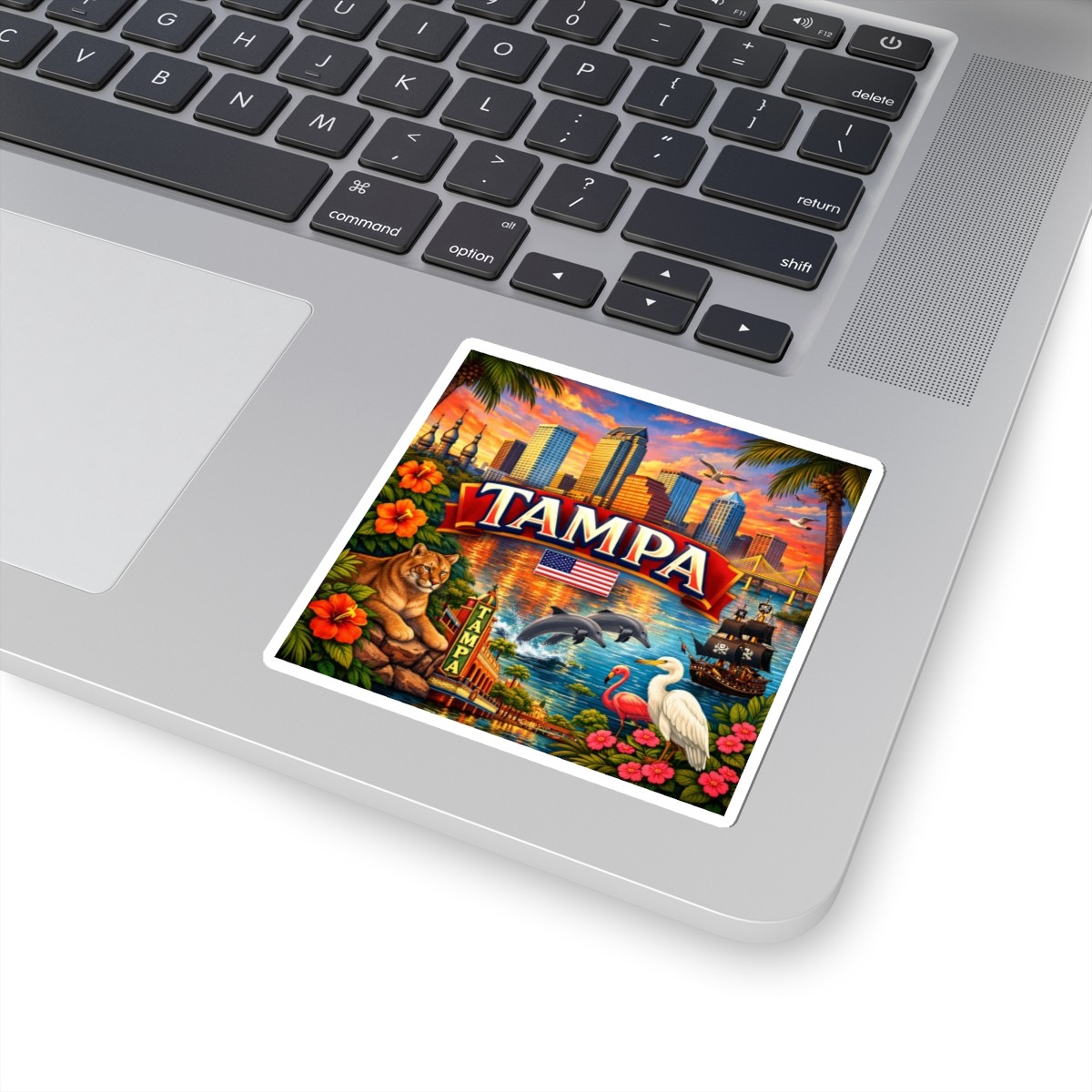 Tampa Sticker | Florida Travel, Dolphins, Palm Trees