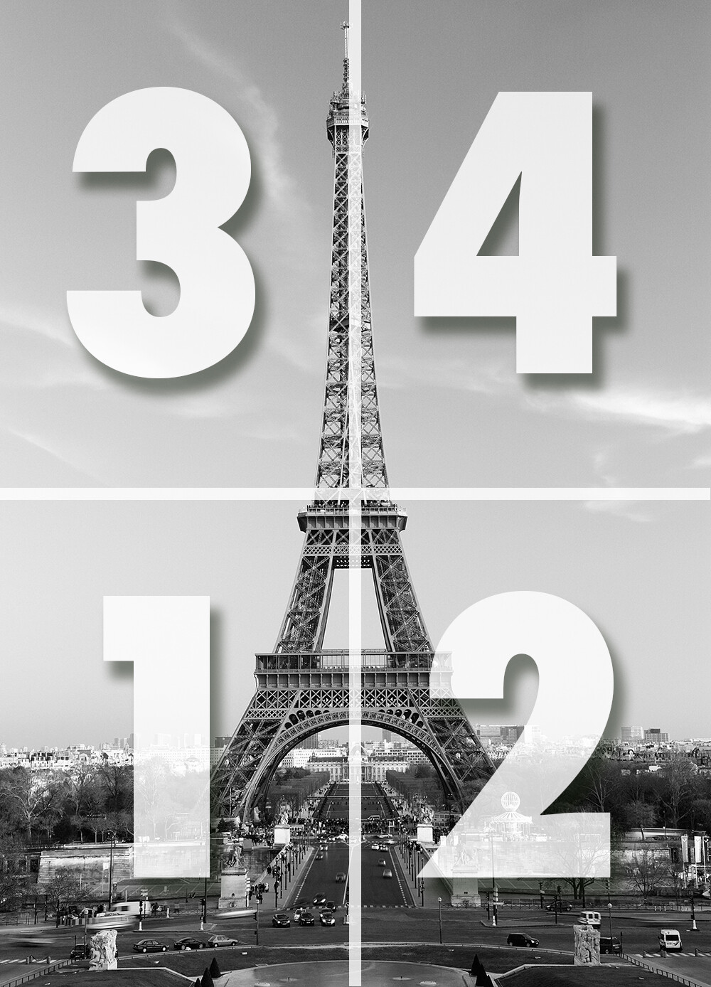 Eiffel Tower Wall Mural 72Wx100H Removable Wallpaper B&W Photo Paris France DIY