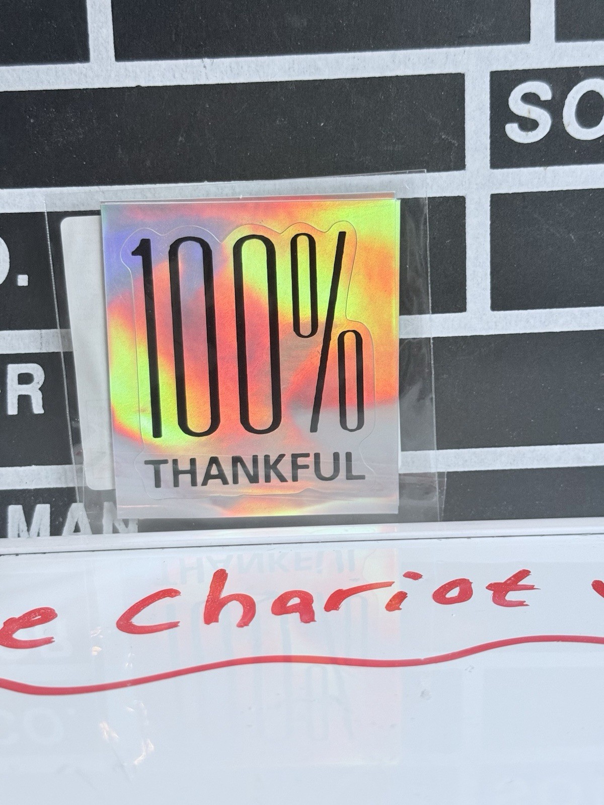 Holographic Reflective Sticker 100% Grateful Small Size Pack of 1