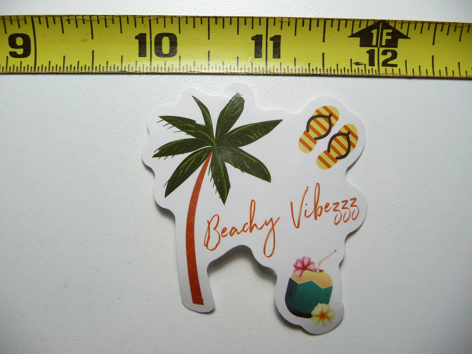 BEACH VIBEZ PALM FLIP FLOPS COCONUT DRINK SMALL STICKER DECAL TROPIC VACATION